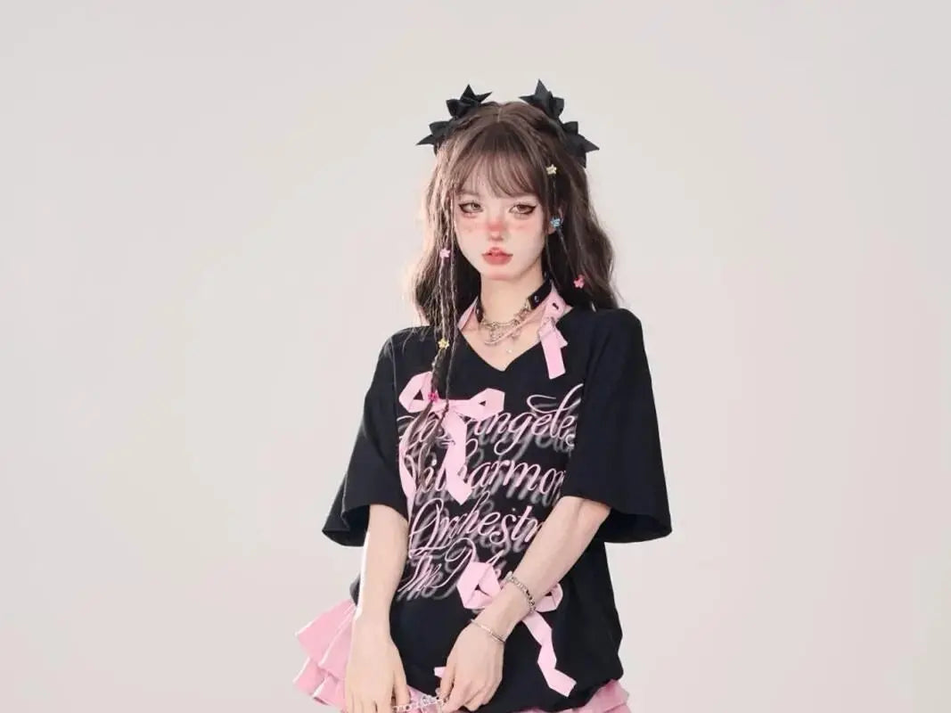 Kawaii Mini Skirt Black Pink Women's Skirt Fairycore Lolita Ruffle Pleated Skirt Cute Miniskirt Y2k Clothes Safety Short 2025 - SS69