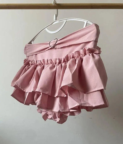 Kawaii Mini Skirt Black Pink Women's Skirt Fairycore Lolita Ruffle Pleated Skirt Cute Miniskirt Y2k Clothes Safety Short 2025 - SS69