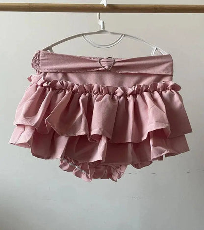 Kawaii Mini Skirt Black Pink Women's Skirt Fairycore Lolita Ruffle Pleated Skirt Cute Miniskirt Y2k Clothes Safety Short 2025 - SS69