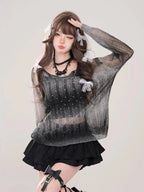 Kawaii Mini Skirt Black Pink Women's Skirt Fairycore Lolita Ruffle Pleated Skirt Cute Miniskirt Y2k Clothes Safety Short 2025 - SS69