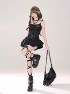 Kawaii Mini Skirt Black Pink Women's Skirt Fairycore Lolita Ruffle Pleated Skirt Cute Miniskirt Y2k Clothes Safety Short 2025 - SS69