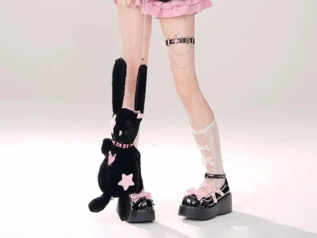 Kawaii Mini Skirt Black Pink Women's Skirt Fairycore Lolita Ruffle Pleated Skirt Cute Miniskirt Y2k Clothes Safety Short 2025 - SS69