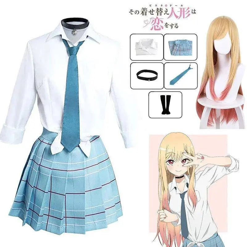 Kitagawa Marin Cosplay Anime My Dress Up Darling Kitagawa Marin Cosplay Costume Dresses School Uniform Wig Earrings Suit Girls - SS69