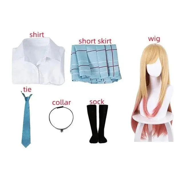 Kitagawa Marin Cosplay Anime My Dress Up Darling Kitagawa Marin Cosplay Costume Dresses School Uniform Wig Earrings Suit Girls - SS69