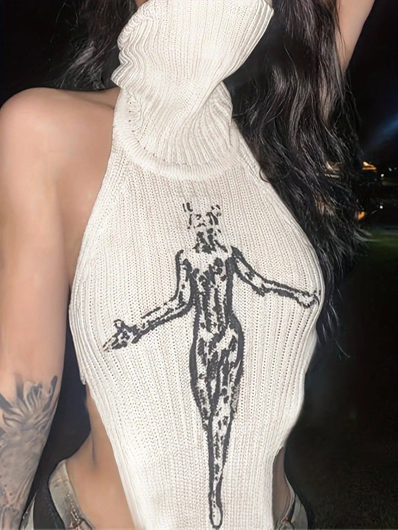 Knitted High Neck Asymmetrical Tank Top, Y2K Sleeveless Top For Summer, Women's Clothing SS69