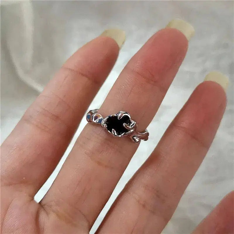 Kpop Goth Punk Vintage Aesthetic Geometric Irregular Star Silver Color Ring For Women Egirl Grunge Y2K EMO Jewelry Accessories SS69