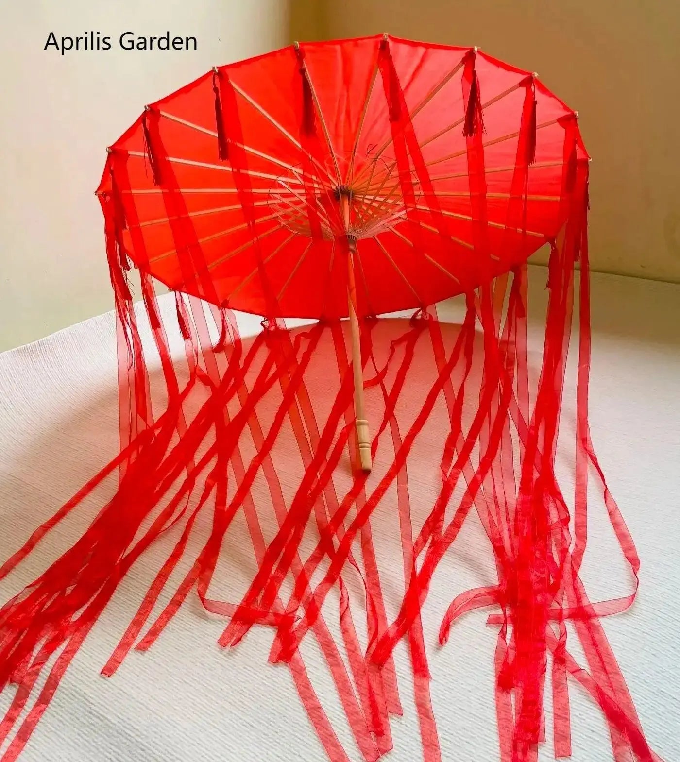 LED Chinese Japan Yarn Oiled Paper Silk Cloth Umbrella Costume Ancient Princess Umbrella Drama White Craft Umbrella Cosplay - SS69