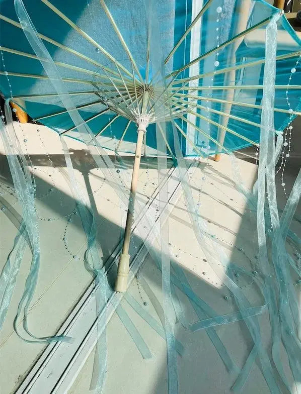 LED Chinese Japan Yarn Oiled Paper Silk Cloth Umbrella Costume Ancient Princess Umbrella Drama White Craft Umbrella Cosplay - SS69