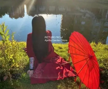 LED Chinese Japan Yarn Oiled Paper Silk Cloth Umbrella Costume Ancient Princess Umbrella Drama White Craft Umbrella Cosplay - SS69