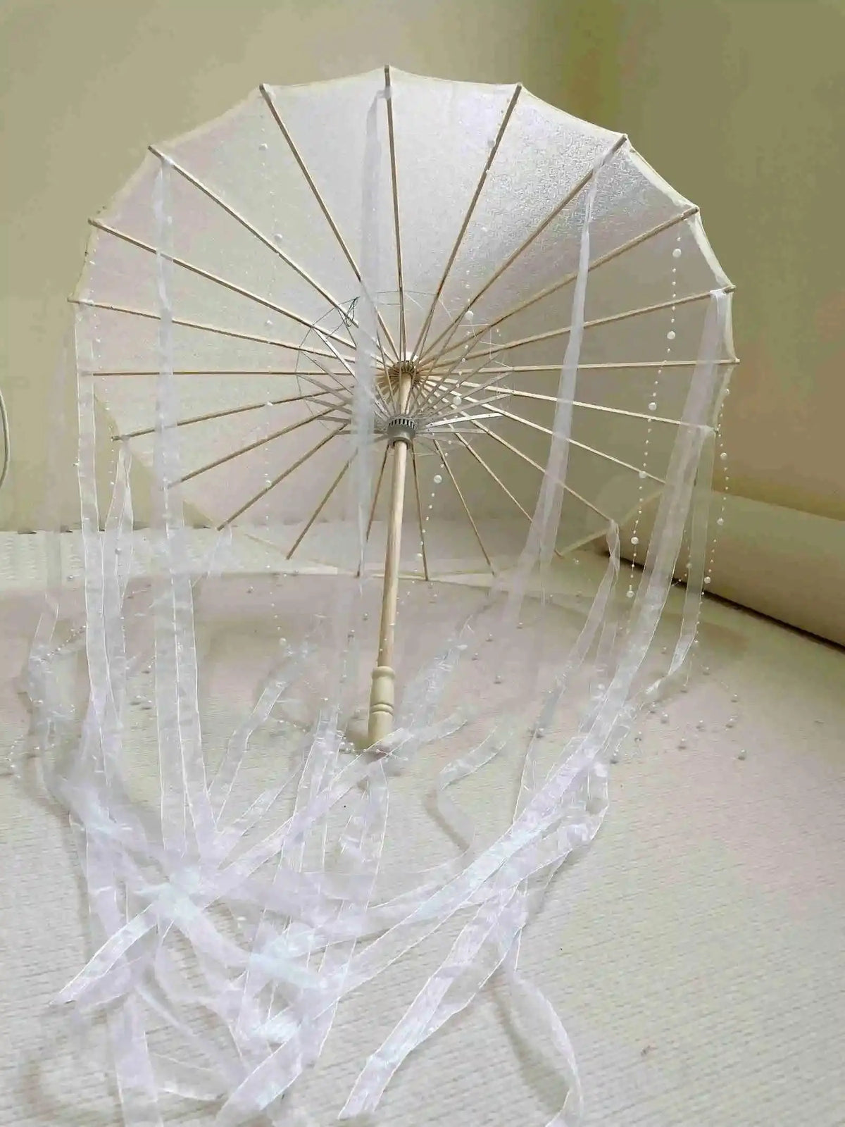 LED Chinese Japan Yarn Oiled Paper Silk Cloth Umbrella Costume Ancient Princess Umbrella Drama White Craft Umbrella Cosplay - SS69