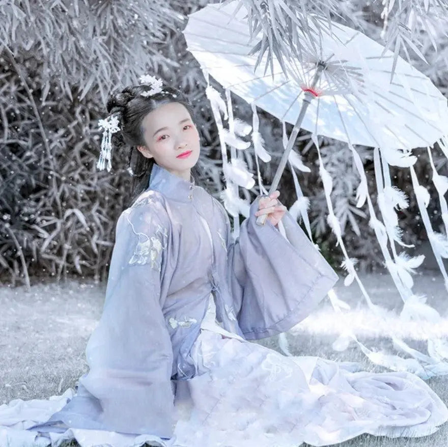 LED Chinese Japan Yarn Oiled Paper Silk Cloth Umbrella Costume Ancient Princess Umbrella Drama White Craft Umbrella Cosplay - SS69