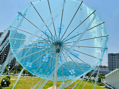 LED Chinese Japan Yarn Oiled Paper Silk Cloth Umbrella Costume Ancient Princess Umbrella Drama White Craft Umbrella Cosplay - SS69