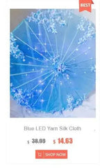 LED Chinese Japan Yarn Oiled Paper Silk Cloth Umbrella Costume Ancient Princess Umbrella Drama White Craft Umbrella Cosplay SS69