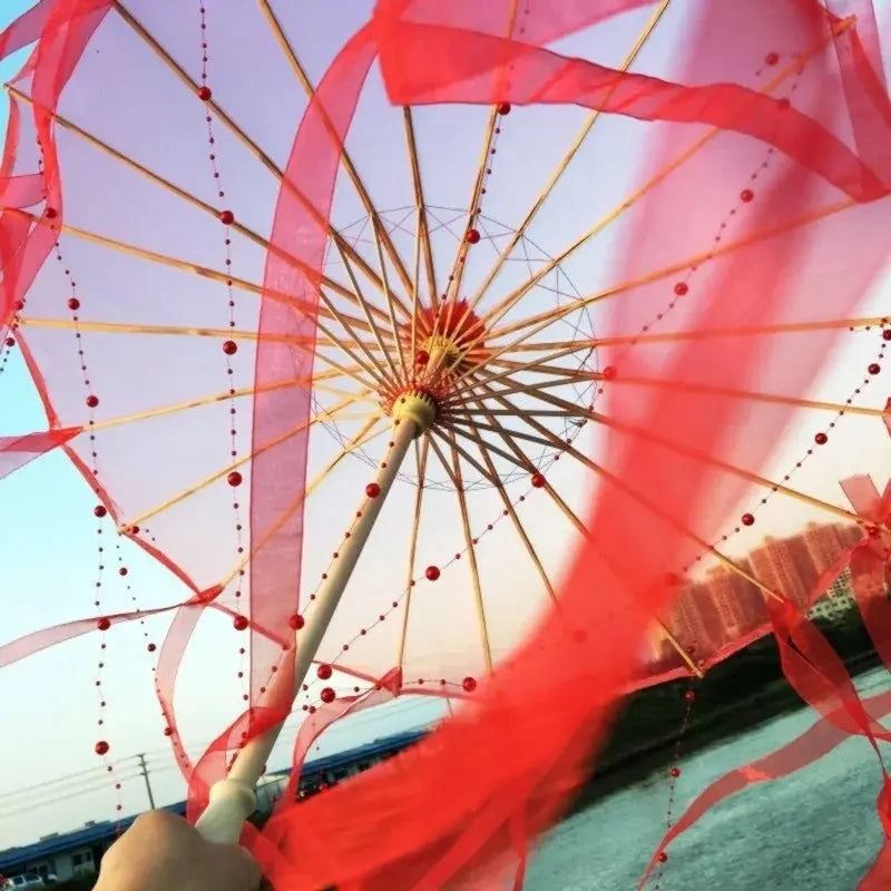 LED Chinese Japan Yarn Oiled Paper Silk Cloth Umbrella Costume Ancient Princess Umbrella Drama White Craft Umbrella Cosplay SS69