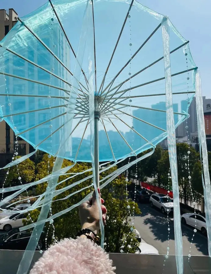 LED Chinese Japan Yarn Oiled Paper Silk Cloth Umbrella Costume Ancient Princess Umbrella Drama White Craft Umbrella Cosplay SS69