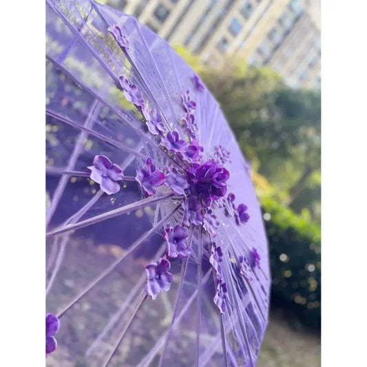 LED Chinese Japan Yarn Oiled Paper Silk Cloth Umbrella Costume Ancient Princess Umbrella Drama White Craft Umbrella Cosplay SS69