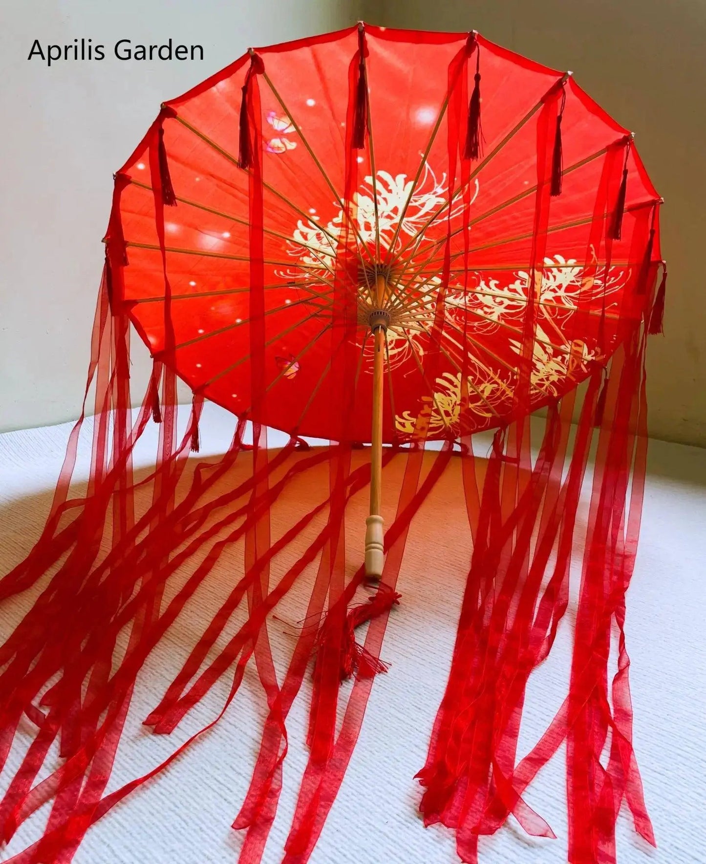 LED Chinese Japan Yarn Oiled Paper Silk Cloth Umbrella Costume Ancient Princess Umbrella Drama White Craft Umbrella Cosplay SS69