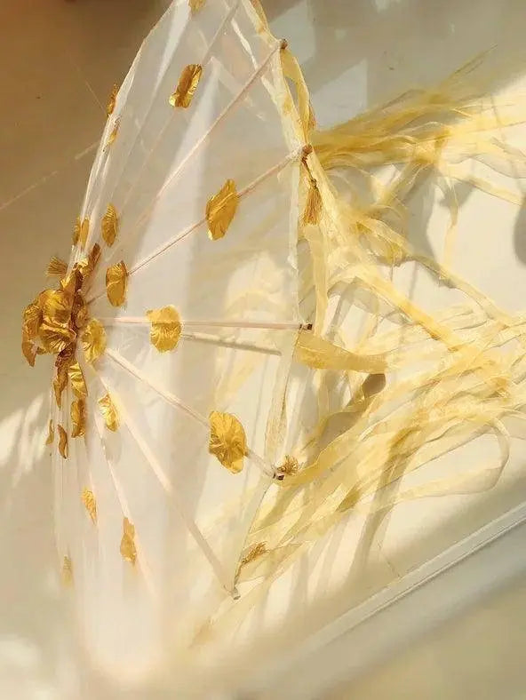 LED Chinese Japan Yarn Oiled Paper Silk Cloth Umbrella Costume Ancient Princess Umbrella Drama White Craft Umbrella Cosplay SS69