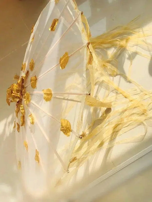 LED Chinese Japan Yarn Oiled Paper Silk Cloth Umbrella Costume Ancient Princess Umbrella Drama White Craft Umbrella Cosplay SS69