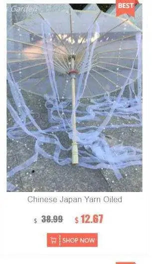 LED Chinese Japan Yarn Oiled Paper Silk Cloth Umbrella Costume Ancient Princess Umbrella Drama White Craft Umbrella Cosplay SS69