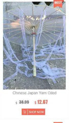 LED Chinese Japan Yarn Oiled Paper Silk Cloth Umbrella Costume Ancient Princess Umbrella Drama White Craft Umbrella Cosplay SS69