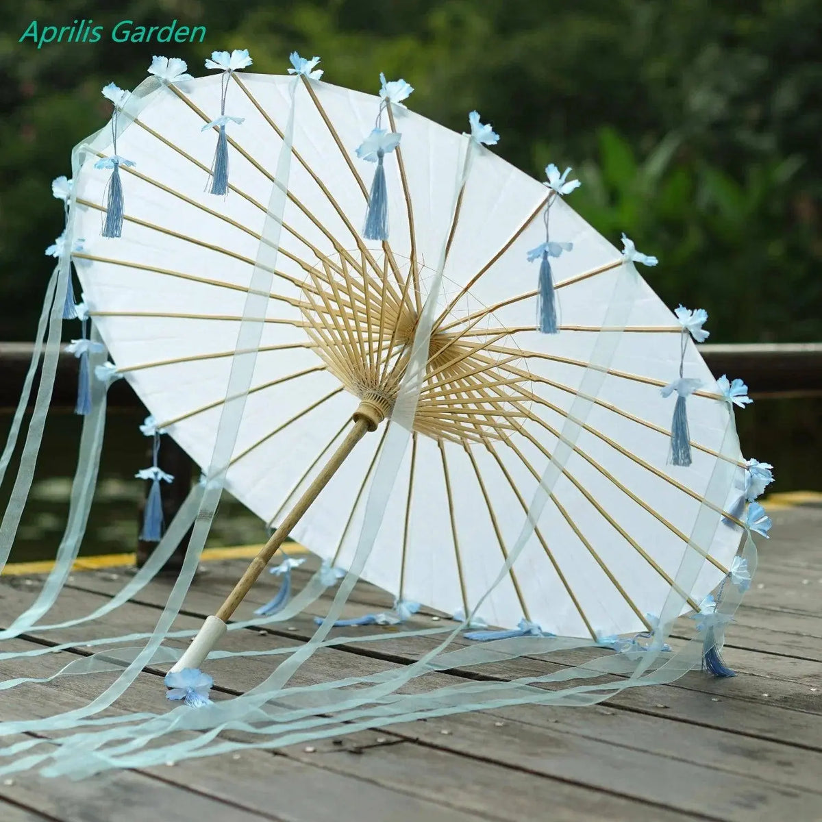 LED Chinese Japan Yarn Oiled Paper Silk Cloth Umbrella Costume Ancient Princess Umbrella Drama White Craft Umbrella Cosplay SS69