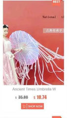 LED Chinese Japan Yarn Oiled Paper Silk Cloth Umbrella Costume Ancient Princess Umbrella Drama White Craft Umbrella Cosplay SS69