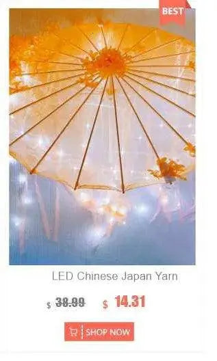 LED Chinese Japan Yarn Oiled Paper Silk Cloth Umbrella Costume Ancient Princess Umbrella Drama White Craft Umbrella Cosplay SS69