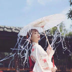 LED Chinese Japan Yarn Oiled Paper Silk Cloth Umbrella Costume Ancient Princess Umbrella Drama White Craft Umbrella Cosplay SS69