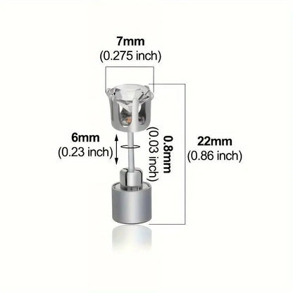 LED Flashing Color-Changing Earrings - Fashion Party Accessory, Glow in the Dark Cubic Zirconia Studs - SS69