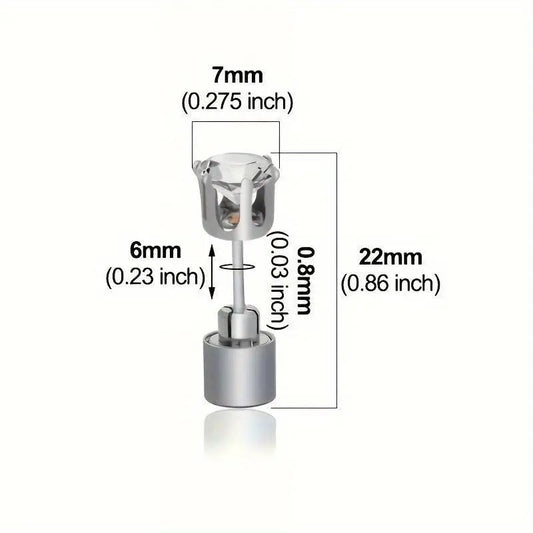 LED Flashing Color-Changing Earrings - Fashion Party Accessory, Glow in the Dark Cubic Zirconia Studs - SS69