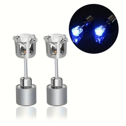 LED Flashing Color-Changing Earrings - Fashion Party Accessory, Glow in the Dark Cubic Zirconia Studs - SS69