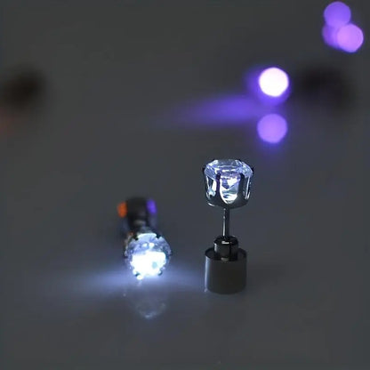 LED Flashing Color-Changing Earrings - Fashion Party Accessory, Glow in the Dark Cubic Zirconia Studs - SS69
