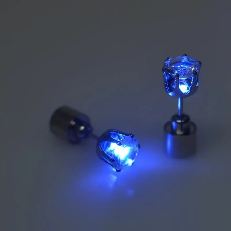 LED Flashing Color-Changing Earrings - Fashion Party Accessory, Glow in the Dark Cubic Zirconia Studs - SS69