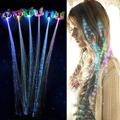 LED Glitter Wig  Braids Colorful Butterfly Lights - SS69