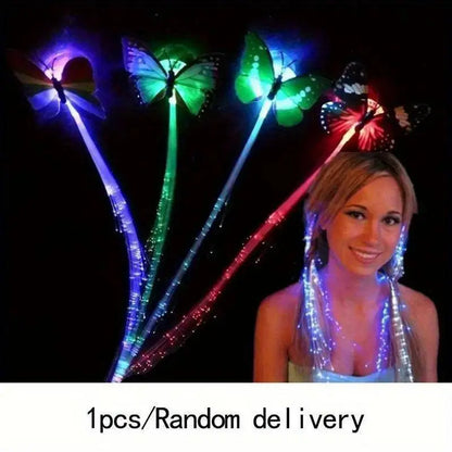 LED Glitter Wig  Braids Colorful Butterfly Lights - SS69
