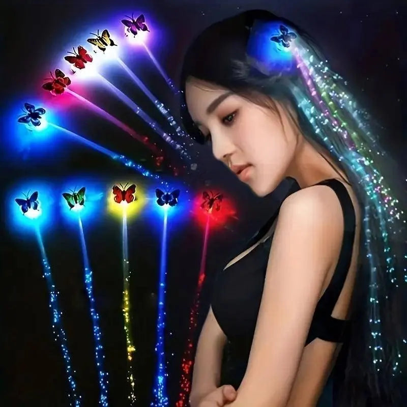 LED Glitter Wig  Braids Colorful Butterfly Lights - SS69