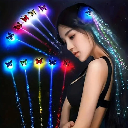 LED Glitter Wig  Braids Colorful Butterfly Lights - SS69