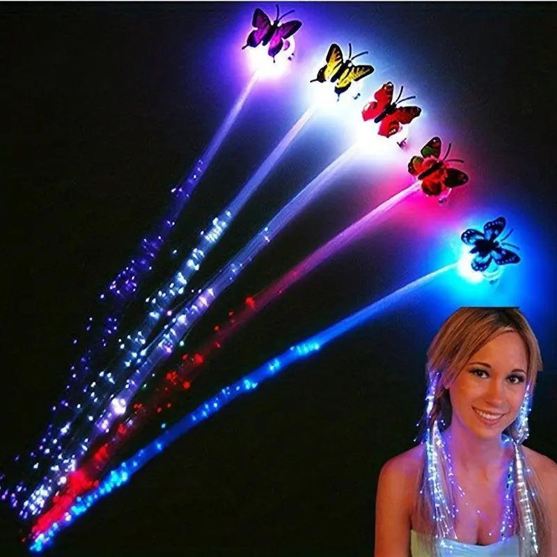 LED Glitter Wig  Braids Colorful Butterfly Lights - SS69