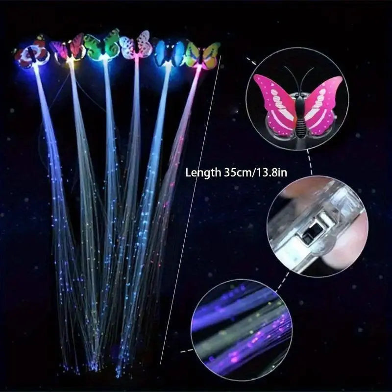 LED Glitter Wig  Braids Colorful Butterfly Lights - SS69