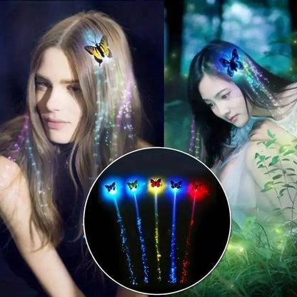 LED Glitter Wig  Braids Colorful Butterfly Lights - SS69