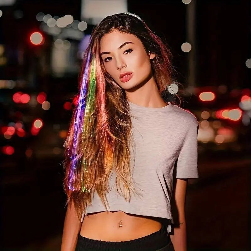 LED Glitter Wig  Braids Colorful Butterfly Lights - SS69