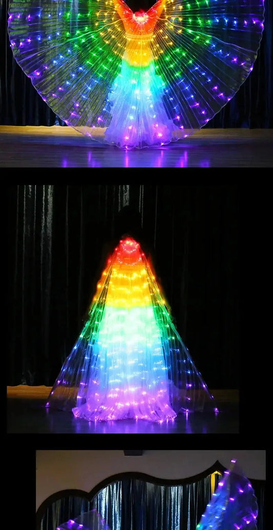 LED Luminescent Color Cloak Dancers Luminous Butterfly Wing Stage Performance Belly Dancing Party Photo Prop SS69