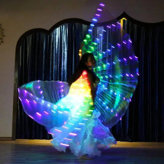 LED Luminescent Color Cloak Dancers Luminous Butterfly Wing Stage Performance Belly Dancing Party Photo Prop SS69