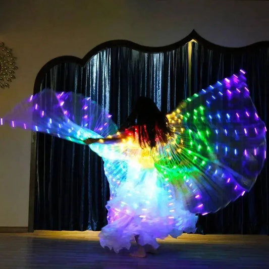 LED Luminescent Color Cloak Dancers Luminous Butterfly Wing Stage Performance Belly Dancing Party Photo Prop SS69