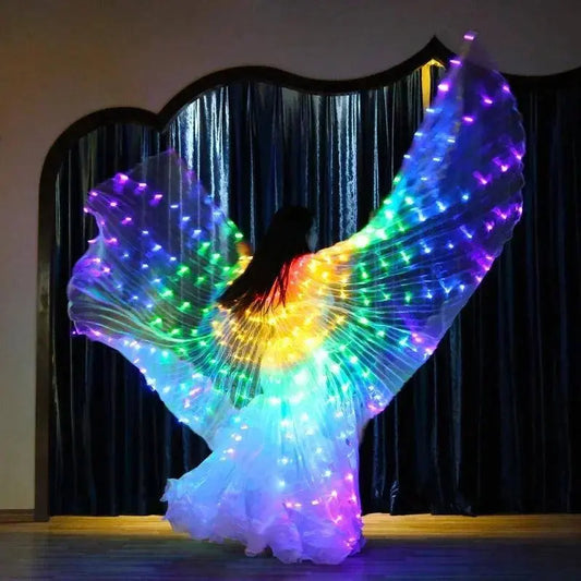 LED Luminescent Color Cloak Dancers Luminous Butterfly Wing Stage Performance Belly Dancing Party Photo Prop SS69