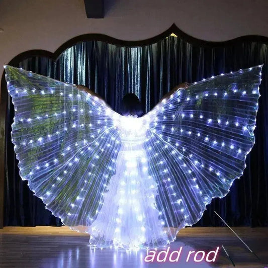 LED Luminescent Color Cloak Dancers Luminous Butterfly Wing Stage Performance Belly Dancing Party Photo Prop SS69