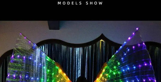 LED Luminescent Color Cloak Dancers Luminous Butterfly Wing Stage Performance Belly Dancing Party Photo Prop SS69