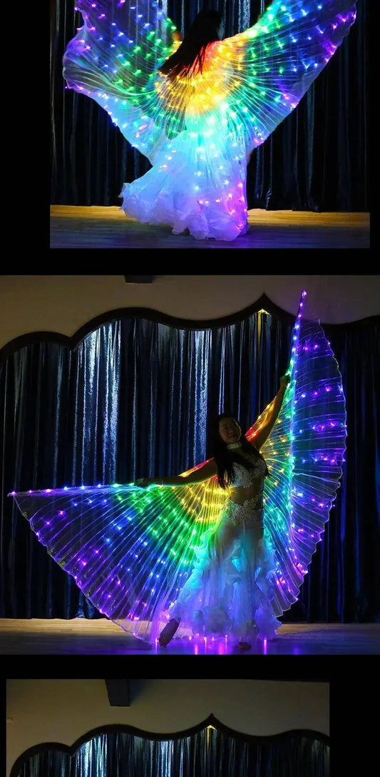 LED Luminescent Color Cloak Dancers Luminous Butterfly Wing Stage Performance Belly Dancing Party Photo Prop SS69