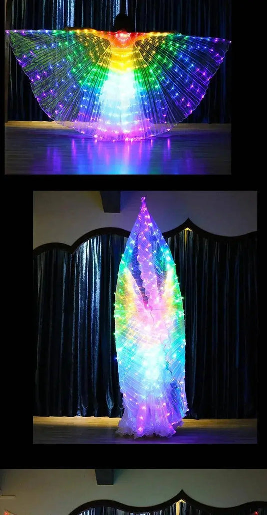 LED Luminescent Color Cloak Dancers Luminous Butterfly Wing Stage Performance Belly Dancing Party Photo Prop SS69